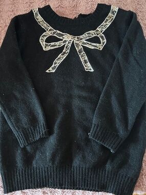 Black Sweater with Bow Detailing